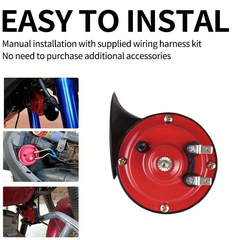 2Pcs 12V Electric Car Horn Set - Loud Dual Tone Automotive Horn Kit with Mounting Hardware for Cars Trucks Motorcycles