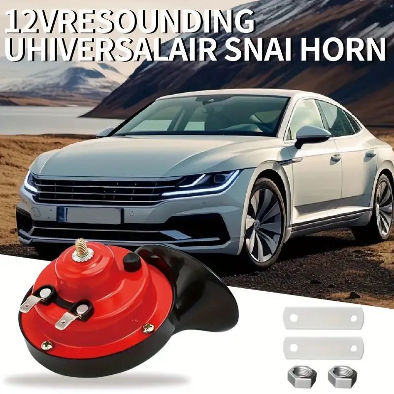 2Pcs 12V Electric Car Horn Set - Loud Dual Tone Automotive Horn Kit with Mounting Hardware for Cars Trucks Motorcycles