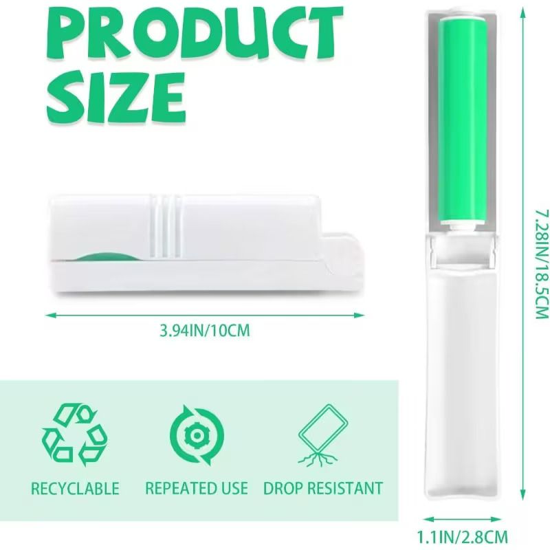 Reusable Washable Lint Roller No Refills Pet Hair Remover No Paper Waste Silicone Sticky Cleaner Brush Portable Lint Brush for Clothes Furniture with Travel Case