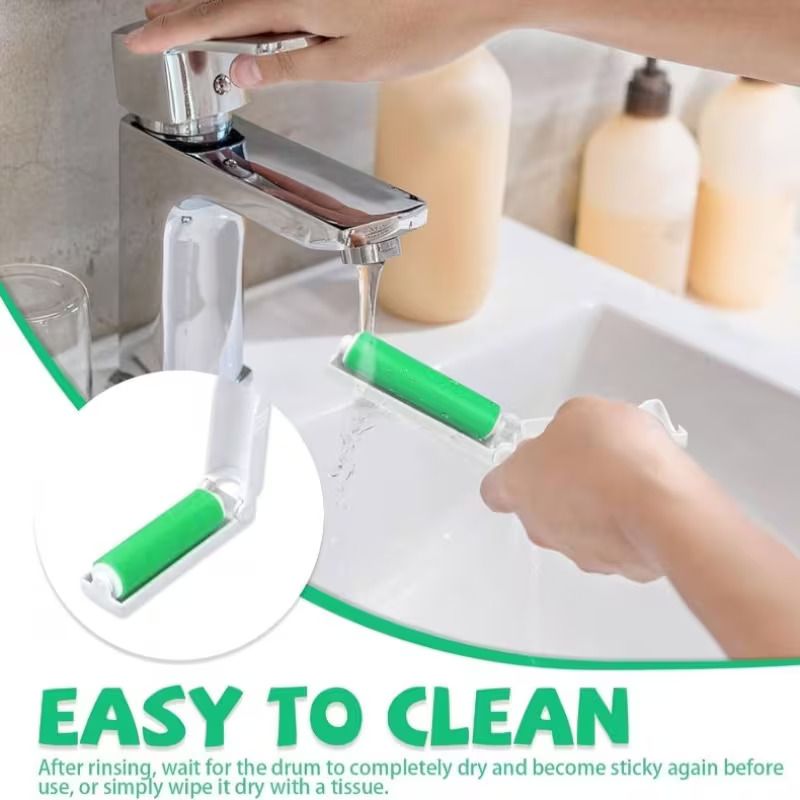 Reusable Washable Lint Roller No Refills Pet Hair Remover No Paper Waste Silicone Sticky Cleaner Brush Portable Lint Brush for Clothes Furniture with Travel Case