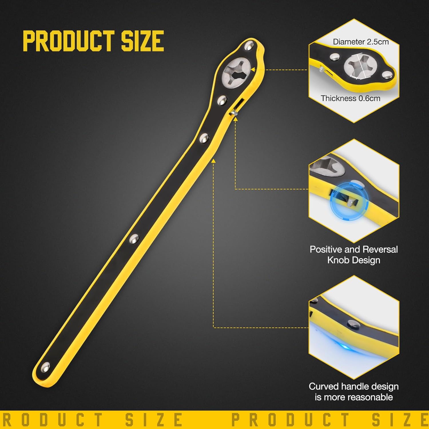 Car Jack Wrench, 360° Swivel Labor-Saving Car Jack Ratchet Wrench with Long Handle, Scissor Jack Lift Speed Handle Tool for Travel, Van, SUV and Other Vehicles