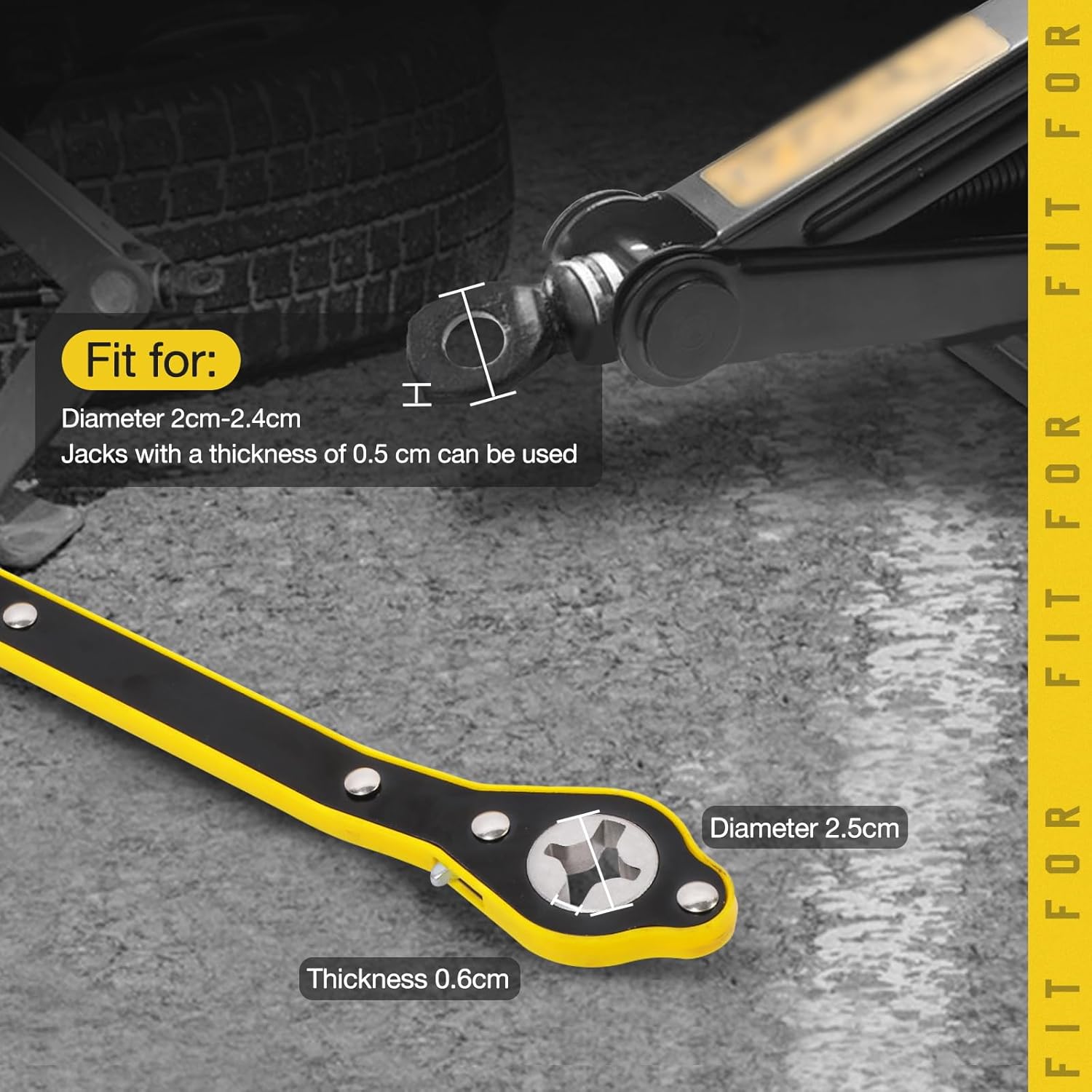 Car Jack Wrench, 360° Swivel Labor-Saving Car Jack Ratchet Wrench with Long Handle, Scissor Jack Lift Speed Handle Tool for Travel, Van, SUV and Other Vehicles