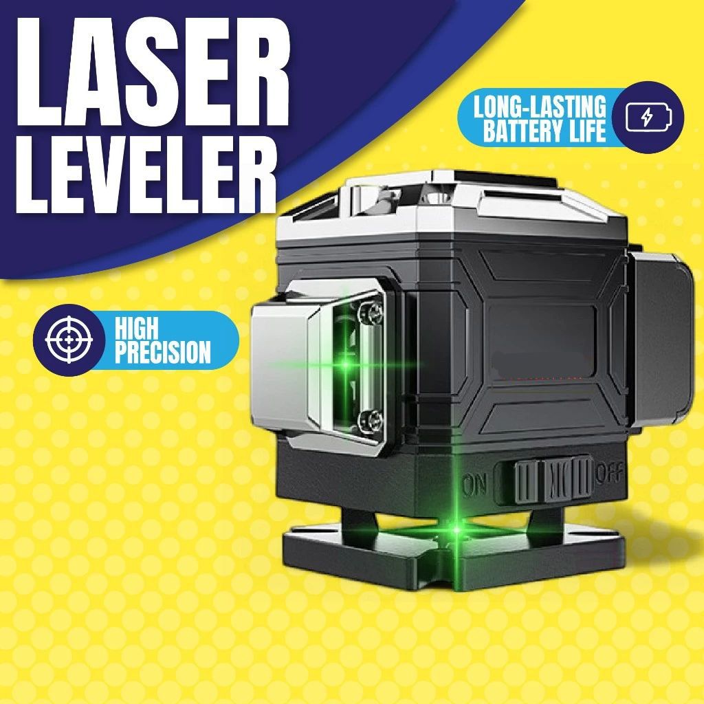 12 Line Green Laser Level Self-Leveling  360° Cross Line Tool with Remote Control - Professional Construction Leveler for Tiling, and Carpentry