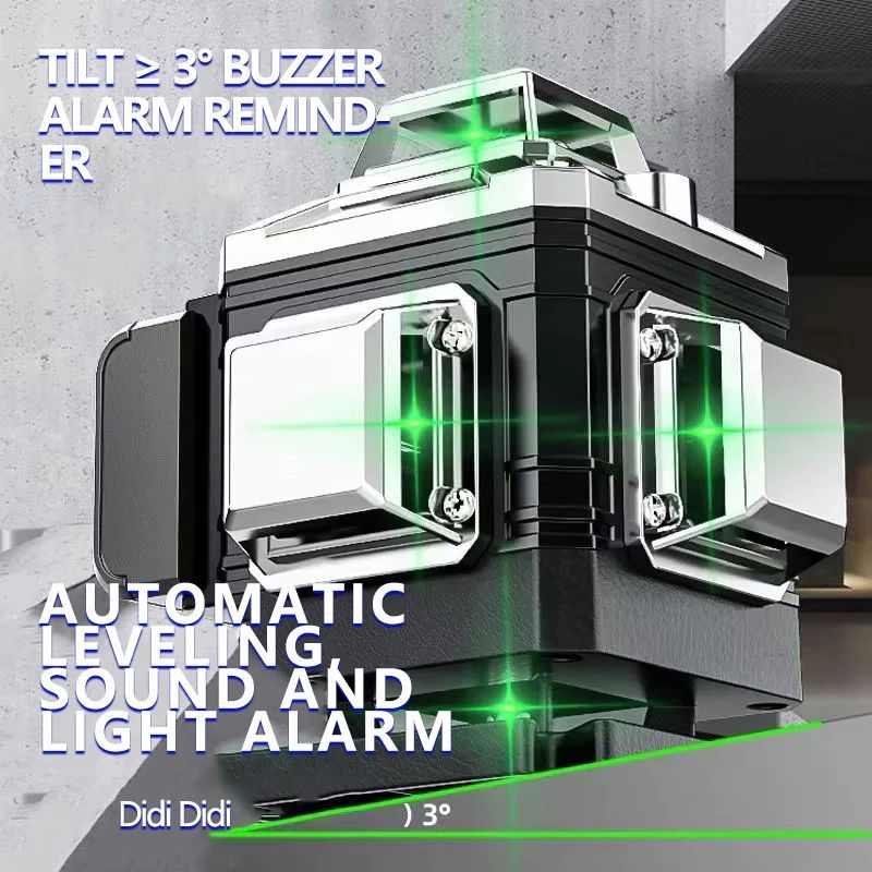 12 Line Green Laser Level Self-Leveling  360° Cross Line Tool with Remote Control - Professional Construction Leveler for Tiling, and Carpentry