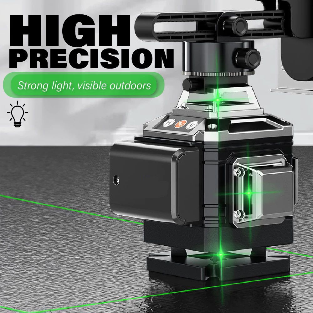 12 Line Green Laser Level Self-Leveling  360° Cross Line Tool with Remote Control - Professional Construction Leveler for Tiling, and Carpentry