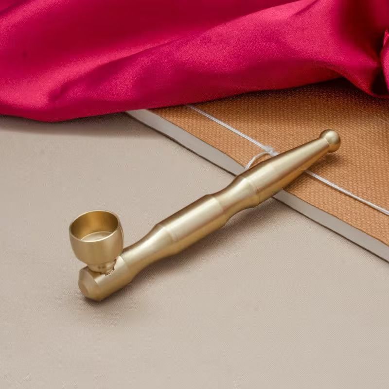 Kiko Portable Brass Metal Kibao Smoking Pipe - 9.5cm Detachable Travel Pipe with Filter for Smoking Tobacco or Herbs