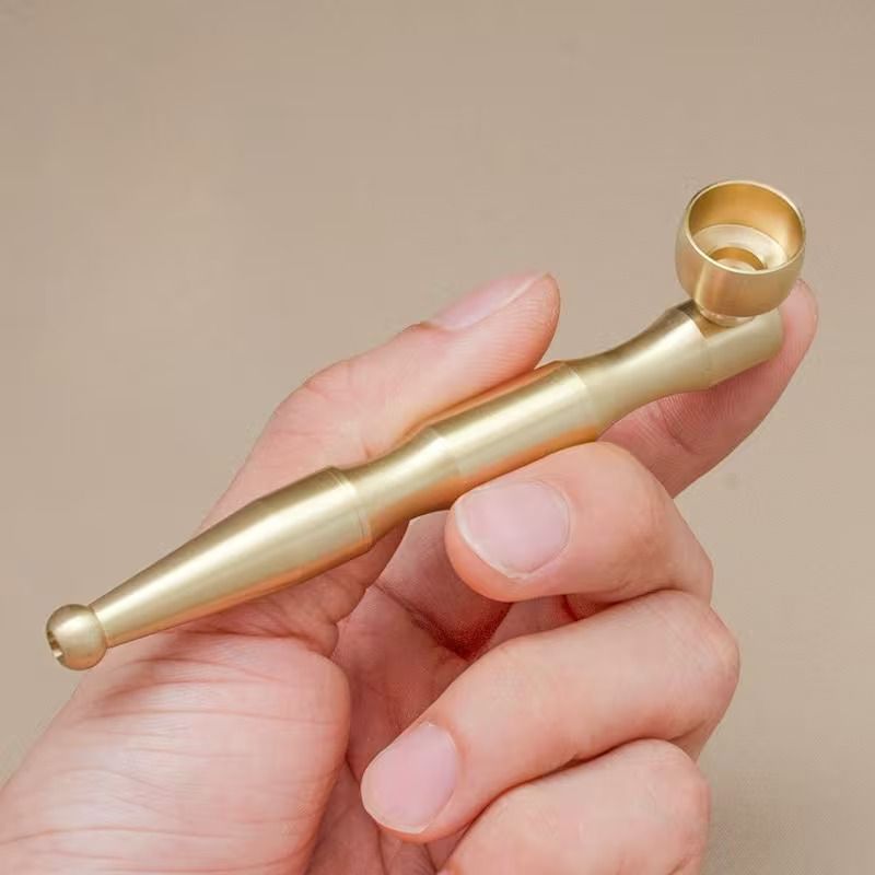 Kiko Portable Brass Metal Kibao Smoking Pipe - 9.5cm Detachable Travel Pipe with Filter for Smoking Tobacco or Herbs