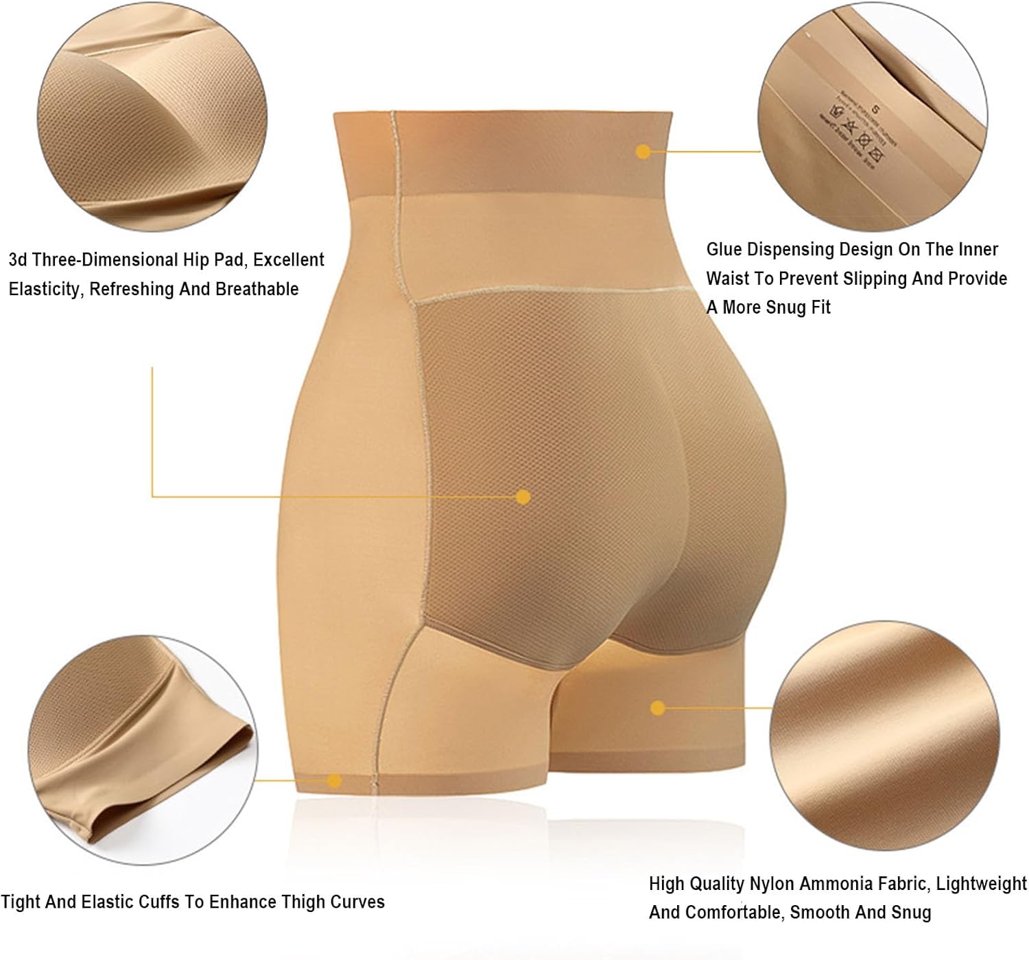 Seamless High Waist Tummy Tucker & Butt Lifter Shapewear Shorts for Women - 3-in-1 Body Shaper with Hip Pads | Slimming Waist Trainer Control Pants