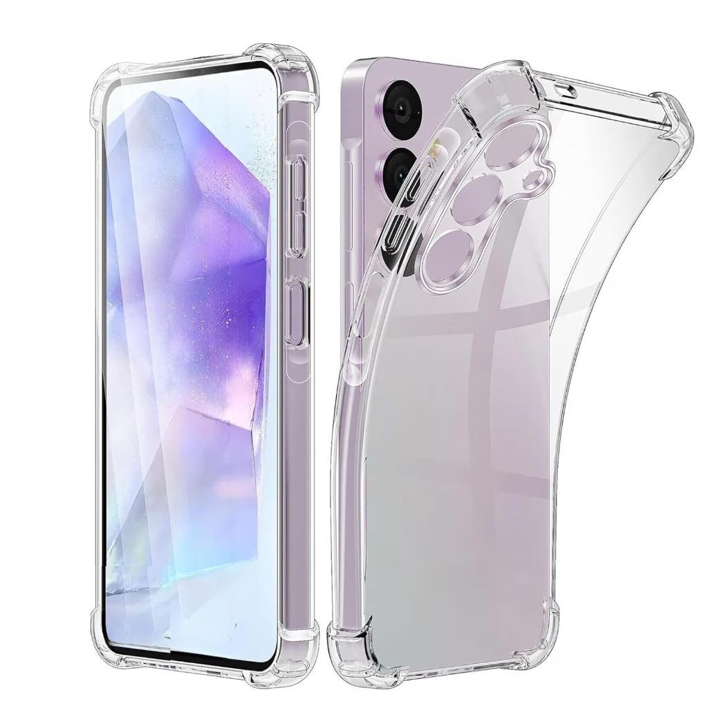 Shockproof Clear Silicon Case For Samsung Galaxy | Transparent Anti-Shock Jelly Cover | Raised Edge Camera & Screen Protection | Soft TPU Back Cover