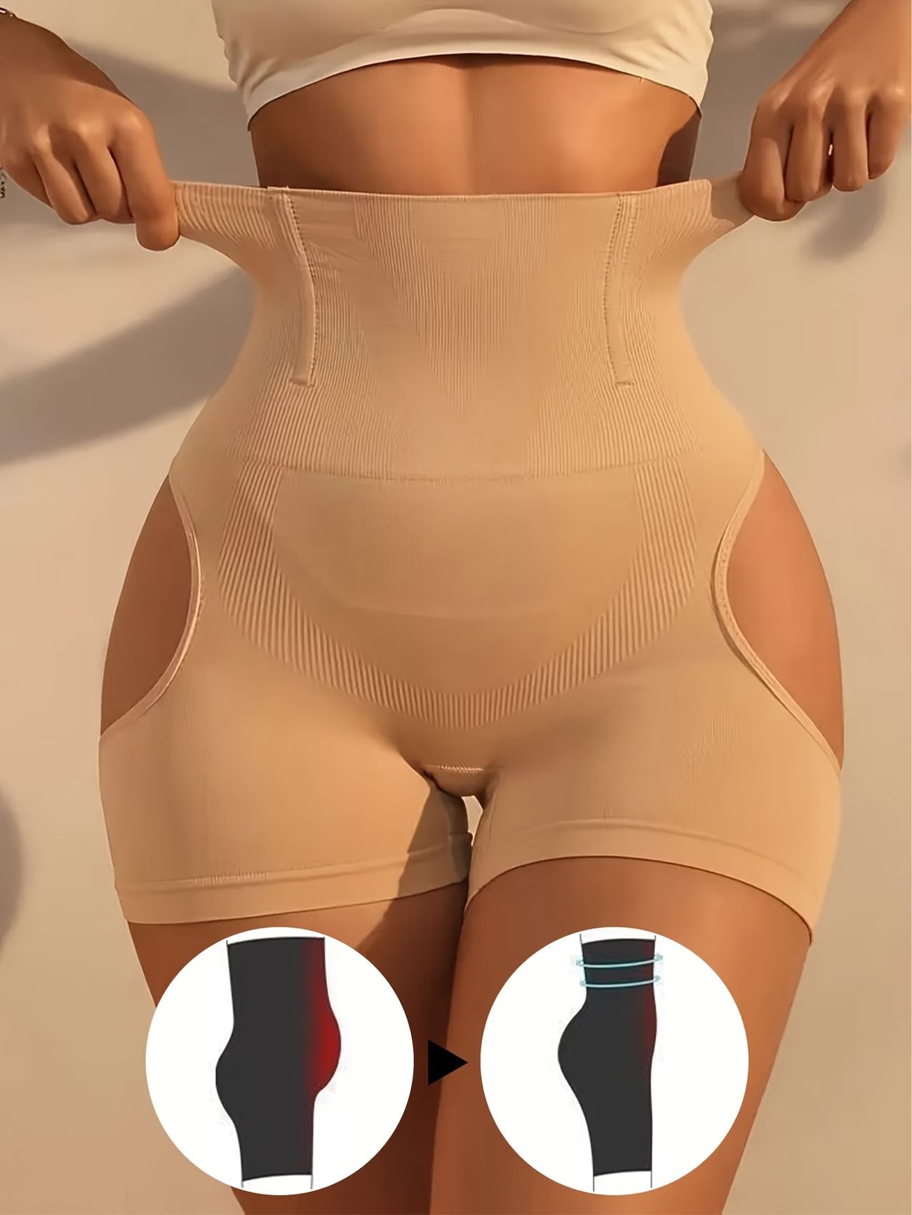 Seamless High Waist Butt Lifting Shapewear Shorts Hip Enhancer - Tummy Control Body Shaper Compression Shorts Cincher Faja ile nguo ya ku-shape