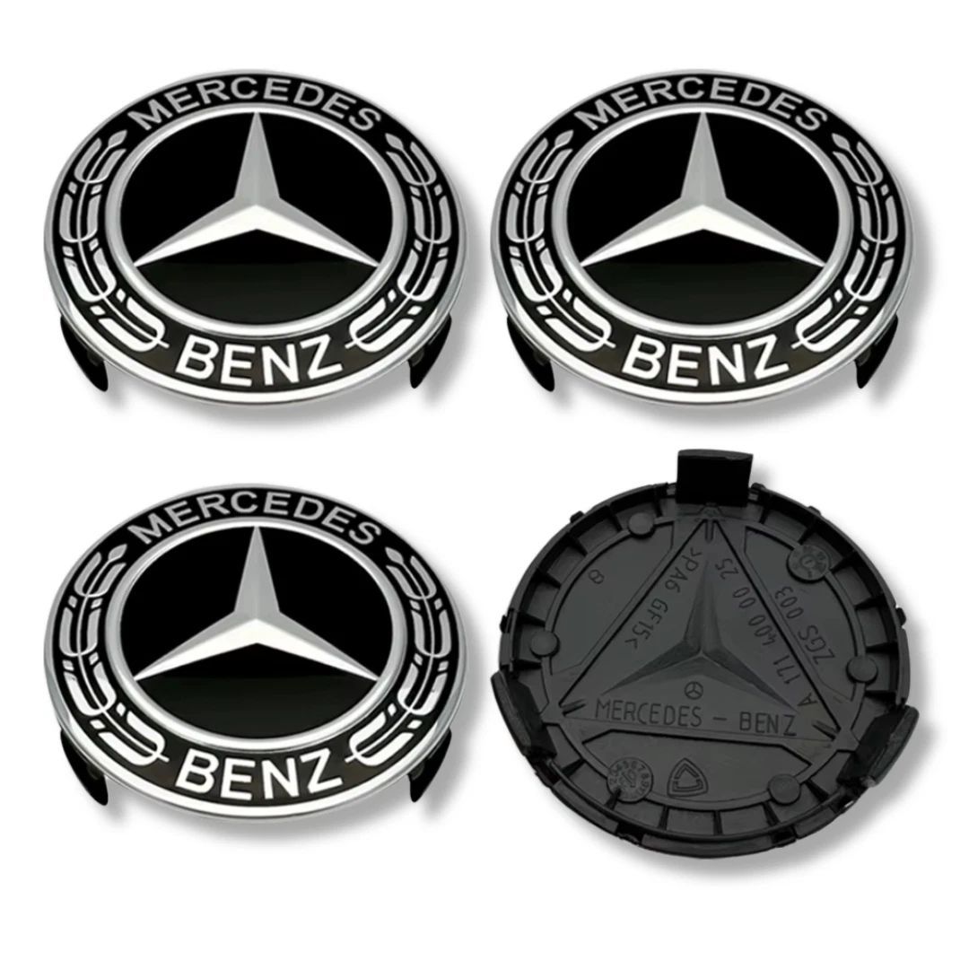 Mercedes Benz 75mm Wheel Center Caps Set of 4 - Hub Cover Badge Emblem (A1714000025)