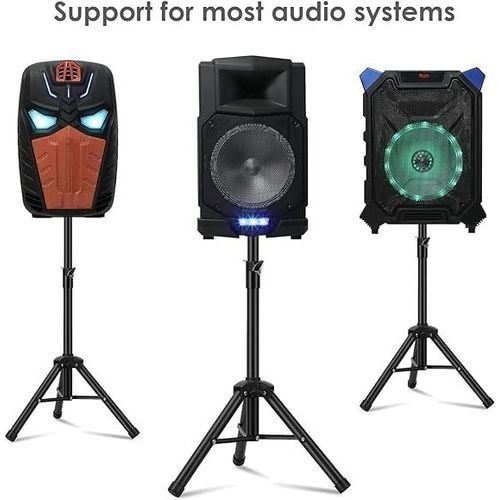 Universal Speaker Stand Mount PA Loudspeaker Holder Heavy Duty Tripod w/Adjustable Height Rated at 150 pounds Steel Insert Safety Pin Locking for Stability