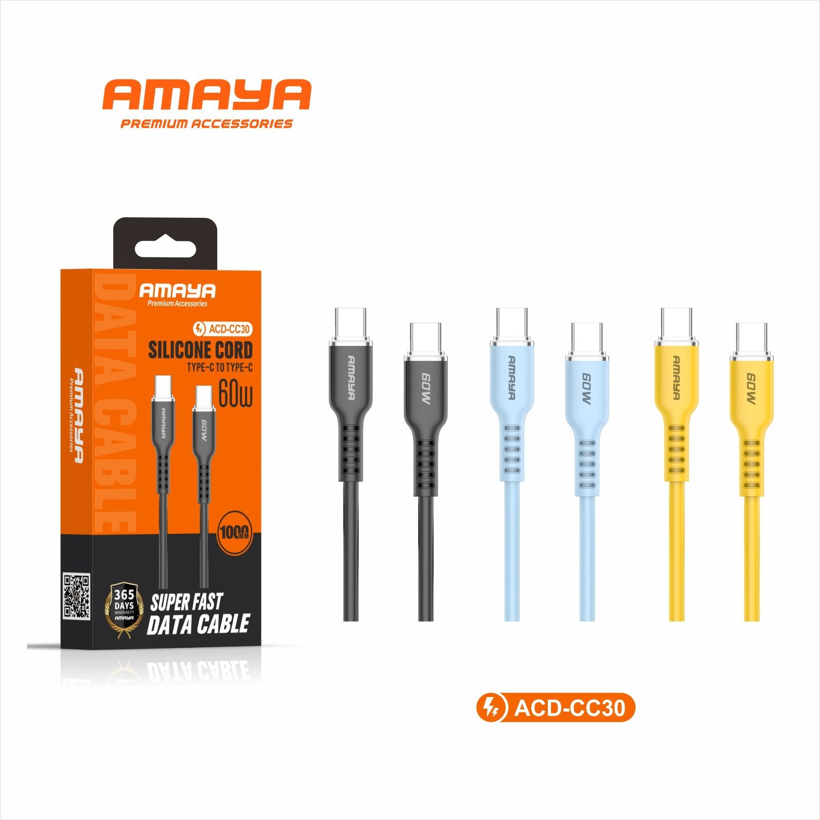 Amaya 60W Type C to Type C 2M silicone cord extreme fast Cable