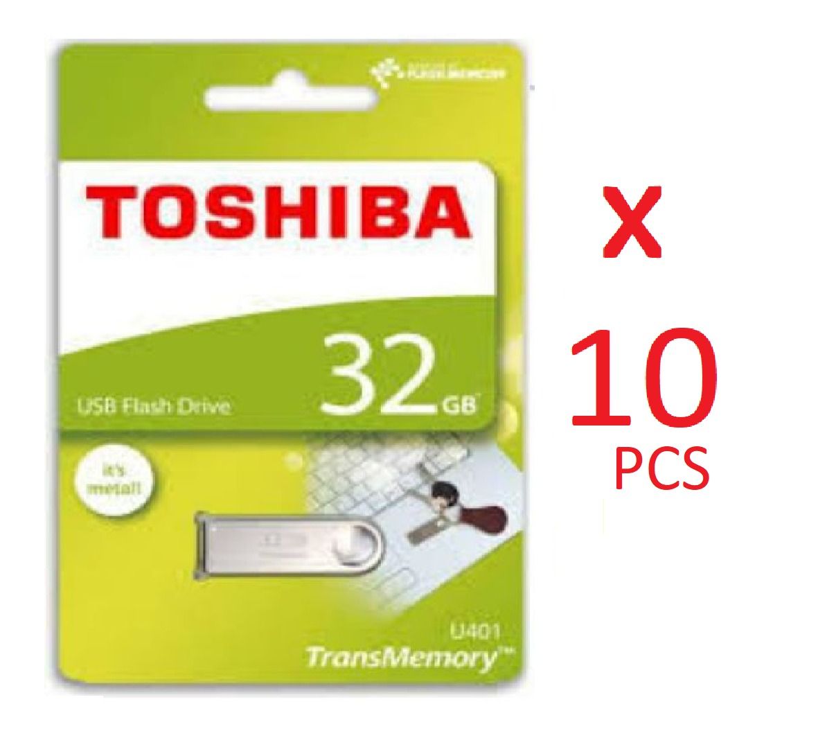 10 PCs (Wholesale Price  - 2GB / 4GB / 8GB / 6GB / 32GB / 64GB) Toshiba Metallic Silver Flash disk drive for Re-Sale
