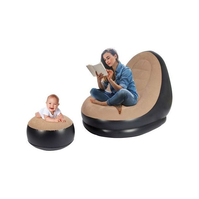 Portable Air Inflatable Lazy Sofa / Chair With Ottoman / Footrest and Free Air Pump