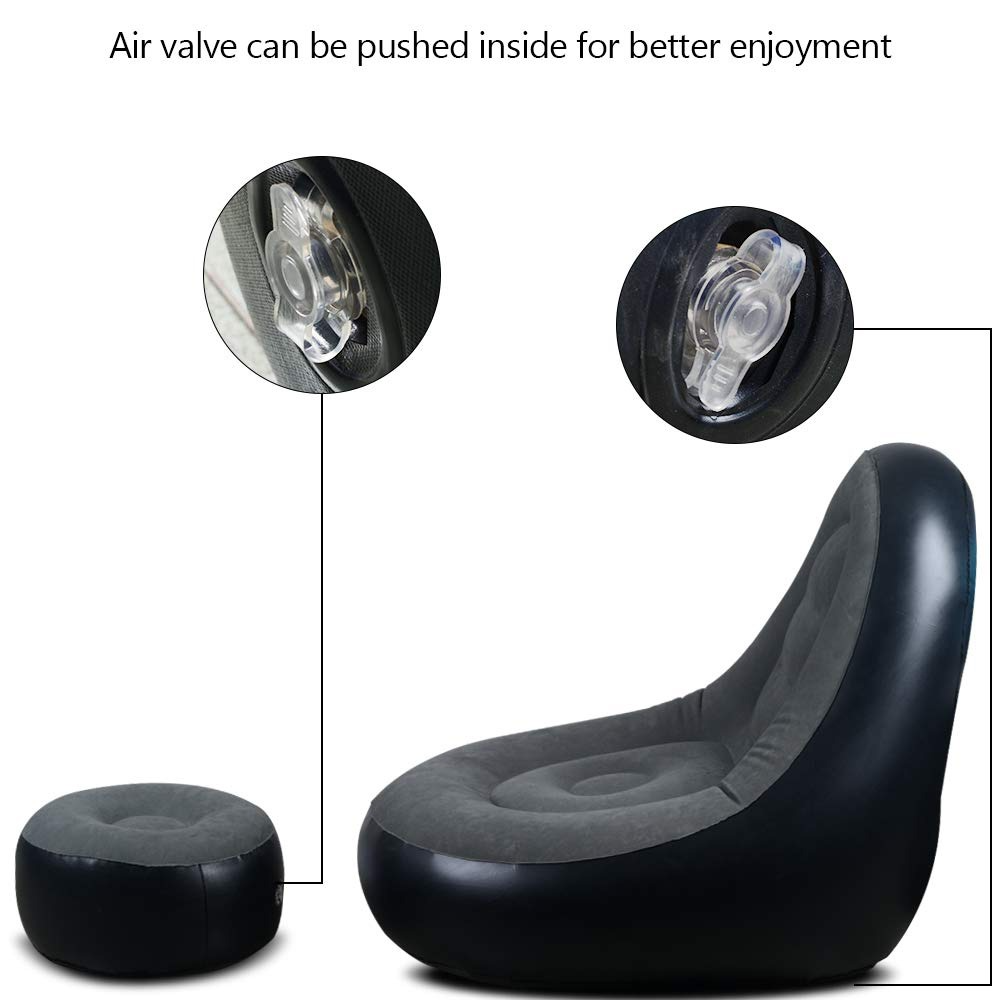 Portable Air Inflatable Lazy Sofa / Chair With Ottoman / Footrest and Free Air Pump