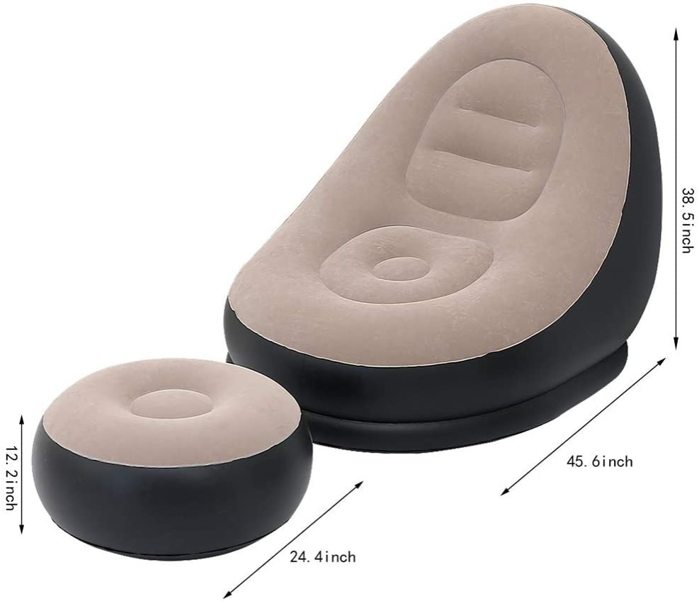 Portable Air Inflatable Lazy Sofa / Chair With Ottoman / Footrest and Free Air Pump