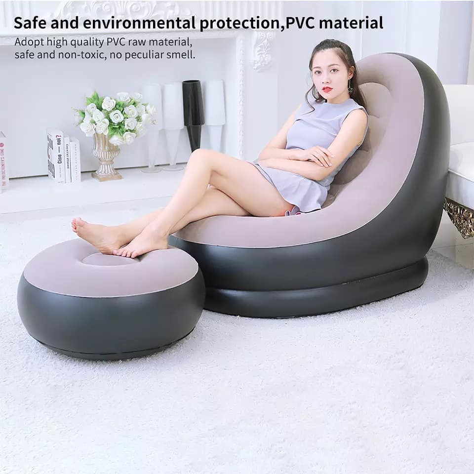 Portable Air Inflatable Lazy Sofa / Chair With Ottoman / Footrest and Free Air Pump