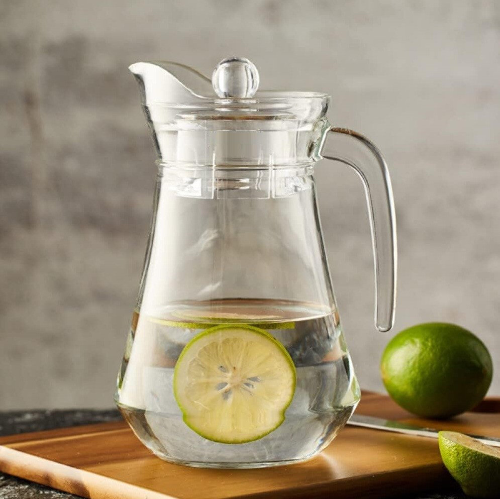 Premium Juice & Water Glasses Set of 6 & Jug Set for Dining Table (6 Pieces Glasses 270ML & 1 Water or Juice Jug 1.3 Ltrs), Transparent, Highball Water Glasses & Jug Set Combo