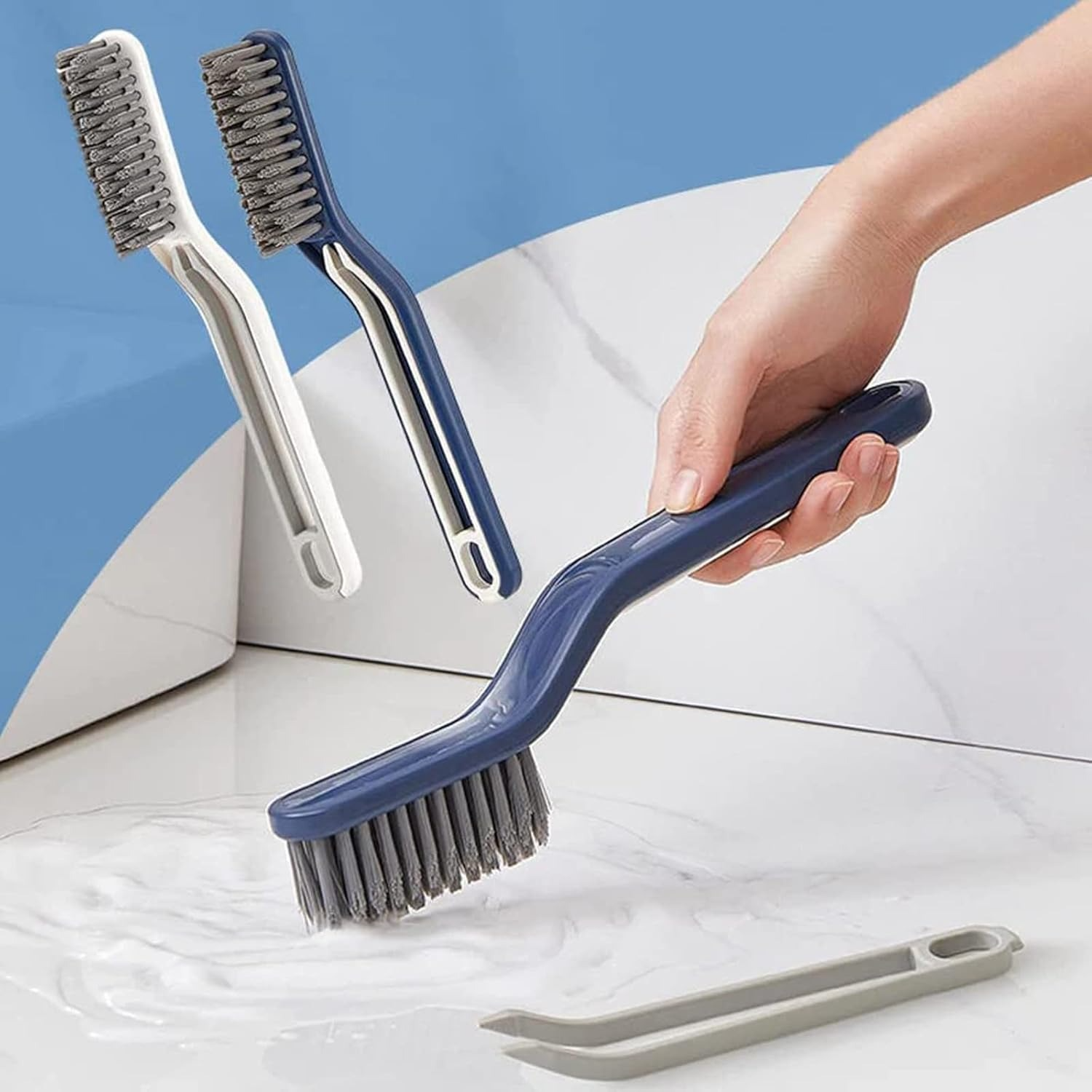 2PC Set - 2 in 1 Multifunctional Floor, Clip Hair Window, Bathroom, Joint Groove Gap Cleaning Brush, for Wall Tiles, Window Frames