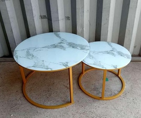 2 in 1 Marble nesting Coffee Table (With Glass Effect)