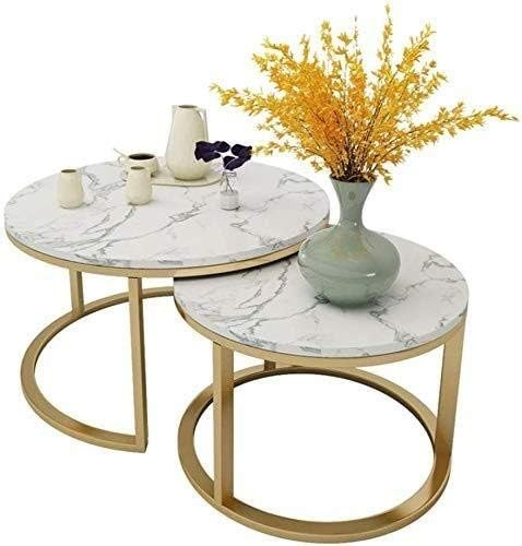 2 in 1 Marble nesting Coffee Table (With Glass Effect)