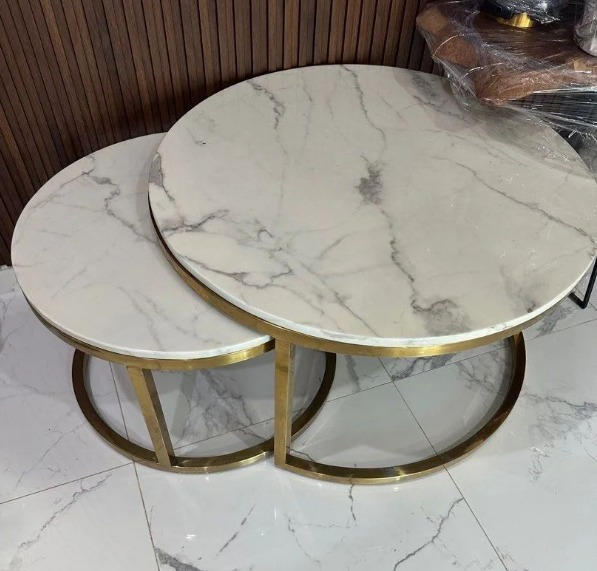 2 in 1 Marble nesting Coffee Table (With Glass Effect)