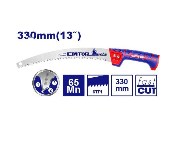 EMTOP Pruning Saw - Blade with Extension Bar Function Triple Ground Teeth, Fast Cutting, Colour Sleeve Packed