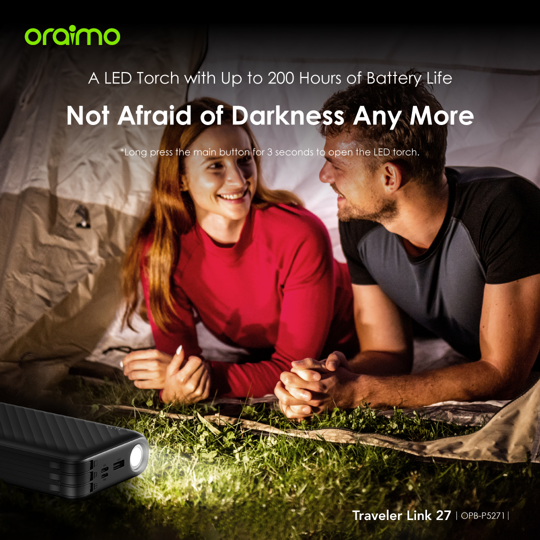 oraimo Traveler 27000mAh 12W Power Bank With Charging Cables