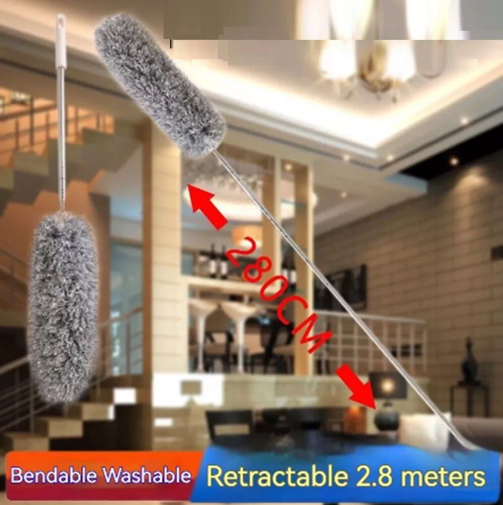 Microfiber Duster Extra Long Telescopic Pole Scratch-Resistant Cover,Bendable,Washable,Hypoallergenic,Lint Free Feather Dusters for Cleaning Roof,Ceiling Fan,Blinds,Cobwebs,Baseboards etc
