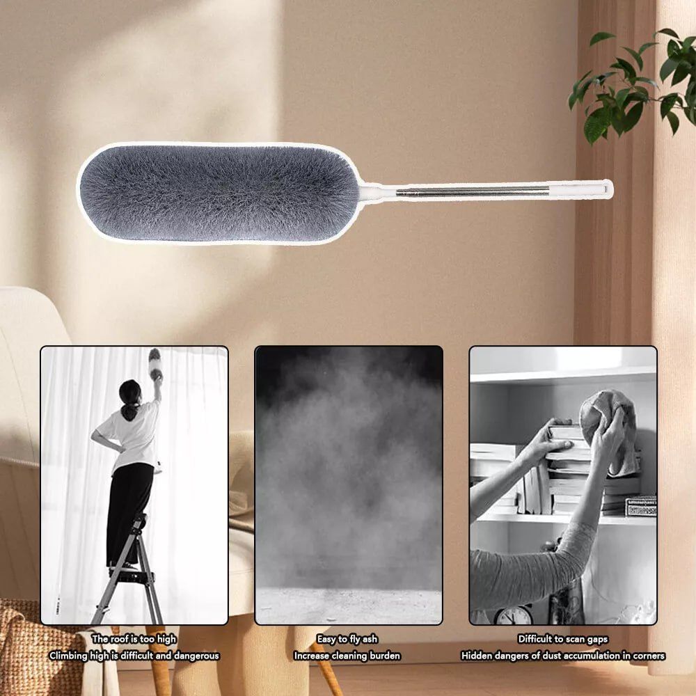 Microfiber Duster Extra Long Telescopic Pole Scratch-Resistant Cover,Bendable,Washable,Hypoallergenic,Lint Free Feather Dusters for Cleaning Roof,Ceiling Fan,Blinds,Cobwebs,Baseboards etc