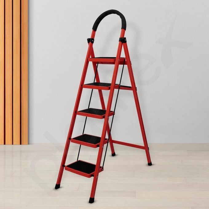 Quality multipurpose Foldable Ladder 5 Steps, Home Ladder Folding Step Stool with Wide Anti-Slip Pedal, Folding Sturdy Steel Ladder for Home, Shop, Kitchen, Garden and Office