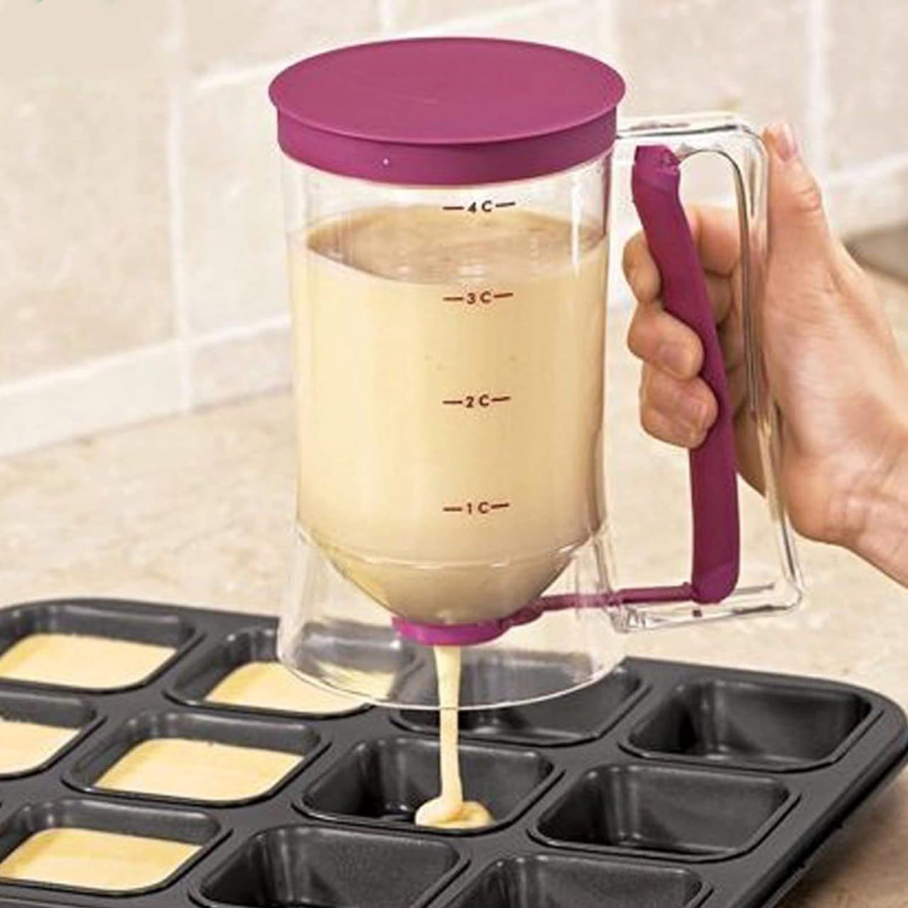 Cake Butter / Batter Dispenser with Measuring Label for Cupcakes Muffins Baking Tool