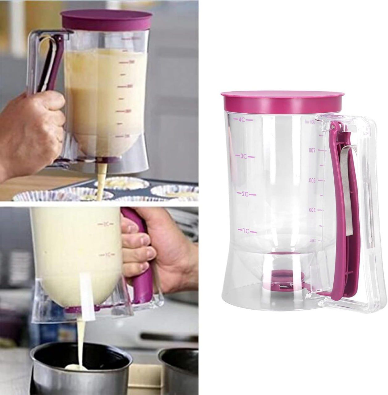 Cake Butter / Batter Dispenser with Measuring Label for Cupcakes Muffins Baking Tool
