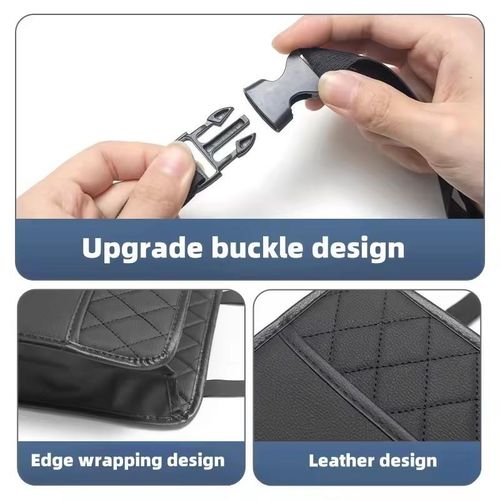 Car Back Seat Organizer, Black PU Leather Car Storage Bag, Multifunction Car Seat Back Hanging Organizer, Car Interior Accessories Organizer Compatible with Most Vehicles