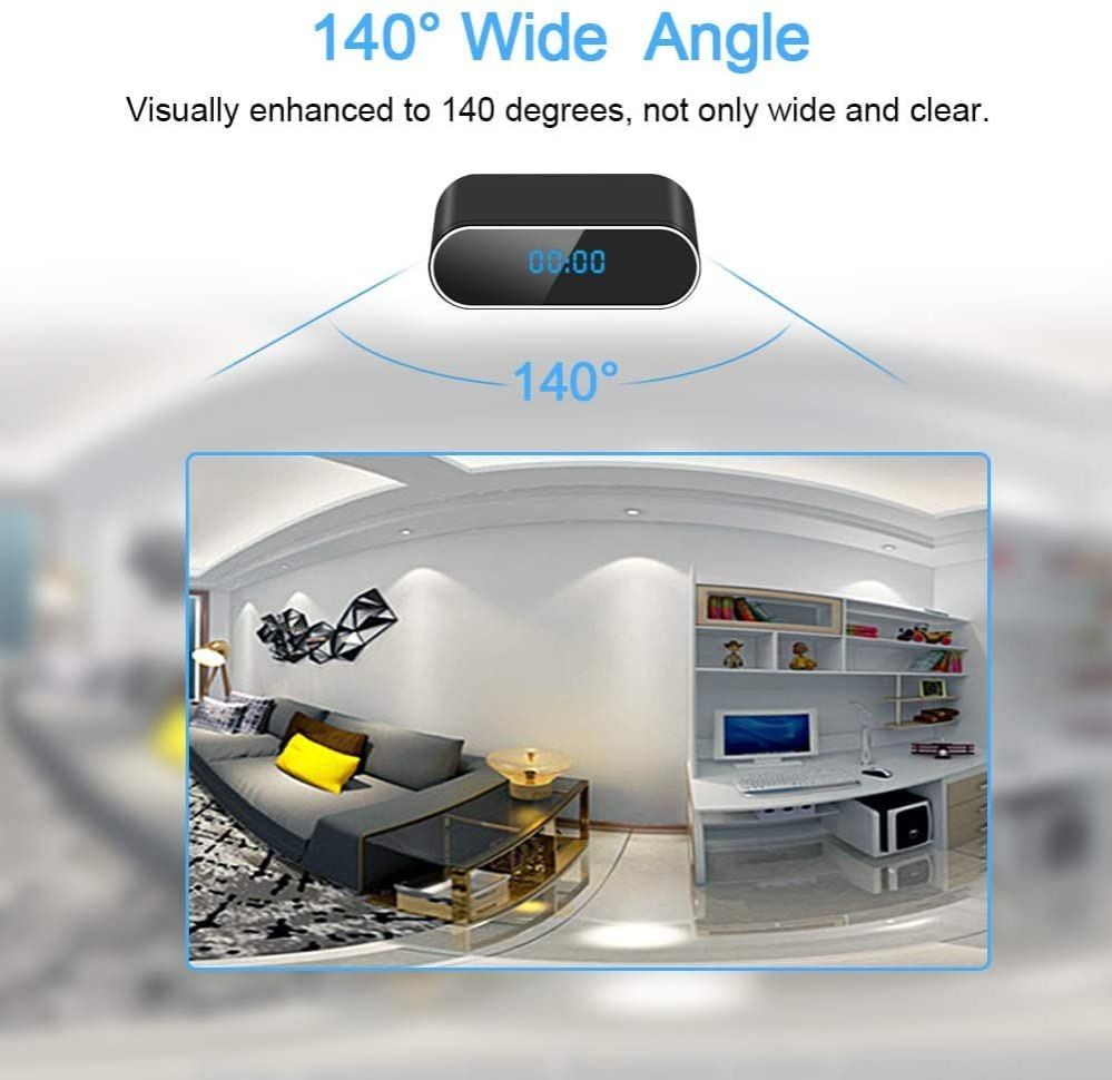 Hidden Spy Camera Clock, HD 1080P WiFi Camera Alarm Clock with Night Vision and Motion Detective, Monitor Video Recorder Nanny Cam for Home Office Security No Audio