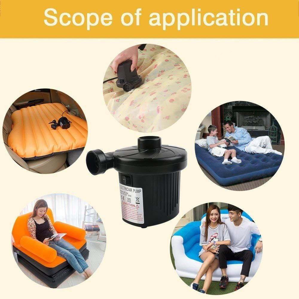 50W Electric Air Pump with 3 Hoses, Fast 5000PA Air Pump for Inflating Mattresses, Airbeds, Pools, Toys, Rafts and Vacuum Bags