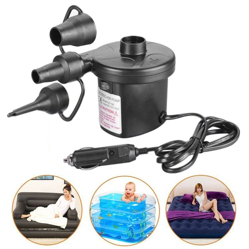 50W Electric Air Pump with 3 Hoses, Fast 5000PA Air Pump for Inflating Mattresses, Airbeds, Pools, Toys, Rafts and Vacuum Bags