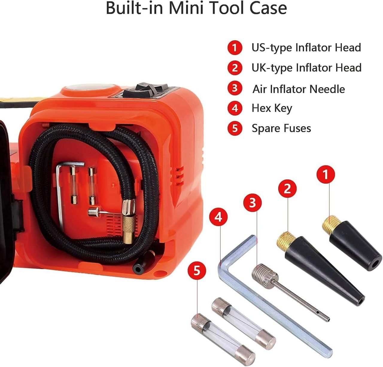 Electric Car Jack 5Ton 12V Kit Hydraulic (Lifting Range: 6.1~17.7 inch) with Inflator Electric Jack for Car SUV Sedan MPV Change Tires Garage Repair Emergency Kit