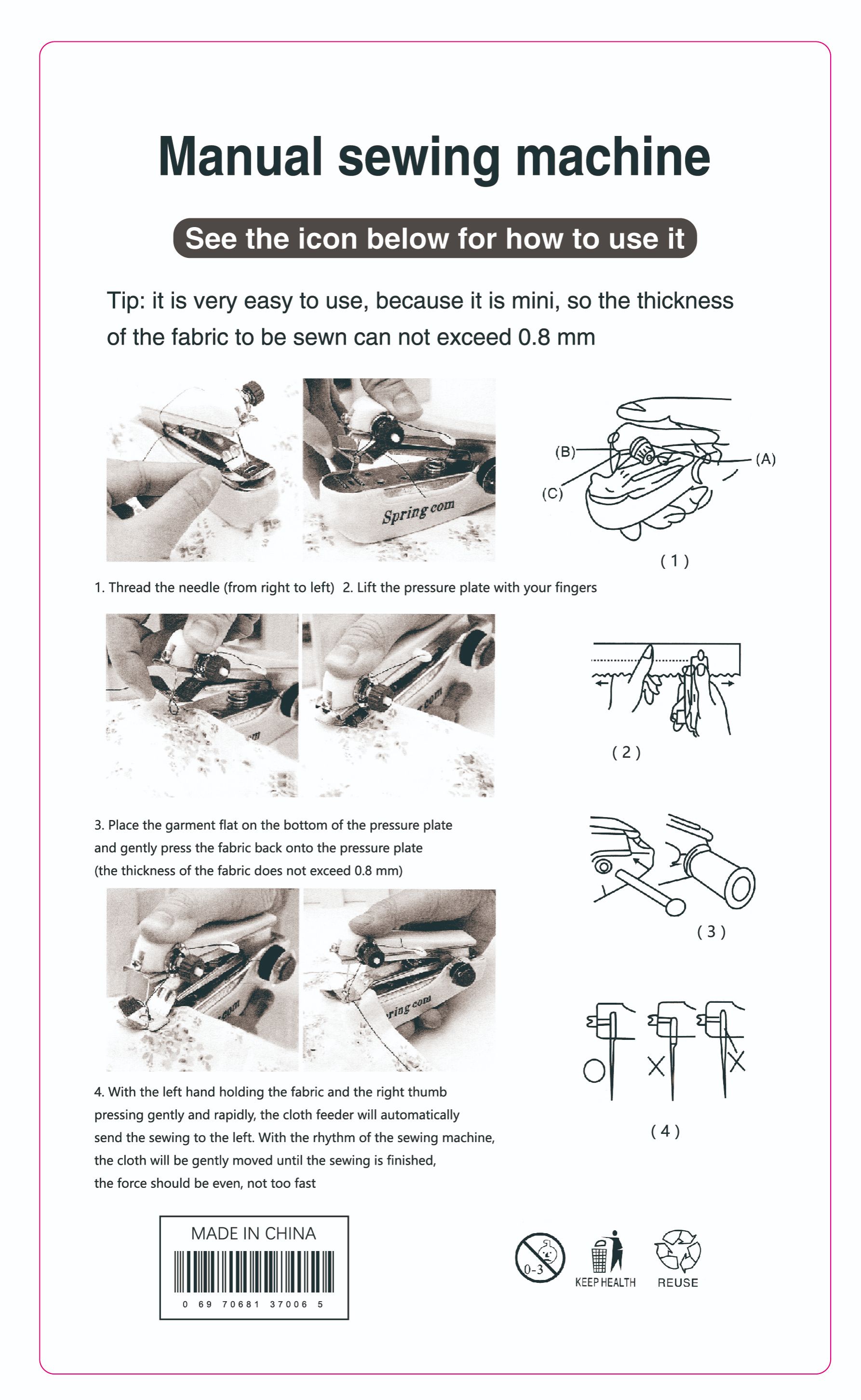 Portable manual sewing machine set household mini sewing machine