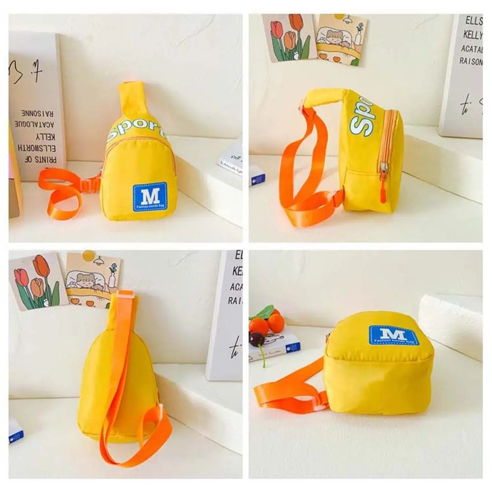 Nylon Kids Chest Bag Portable Large Capacity Letter M Children Crossbody Bag Zipper Handbag Outdoor Travel Shoulder Bag Outdoor
