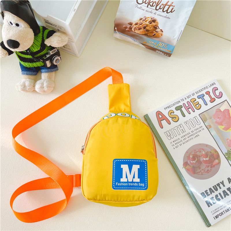 Nylon Kids Chest Bag Portable Large Capacity Letter M Children Crossbody Bag Zipper Handbag Outdoor Travel Shoulder Bag Outdoor