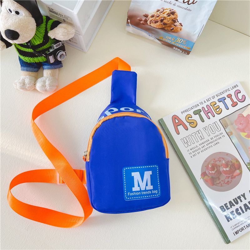 Nylon Kids Chest Bag Portable Large Capacity Letter M Children Crossbody Bag Zipper Handbag Outdoor Travel Shoulder Bag Outdoor