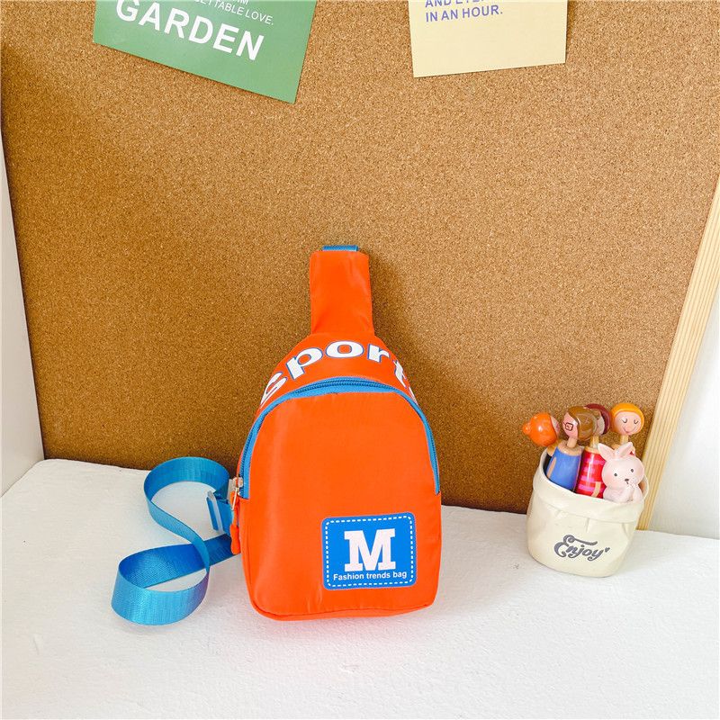 Nylon Kids Chest Bag Portable Large Capacity Letter M Children Crossbody Bag Zipper Handbag Outdoor Travel Shoulder Bag Outdoor