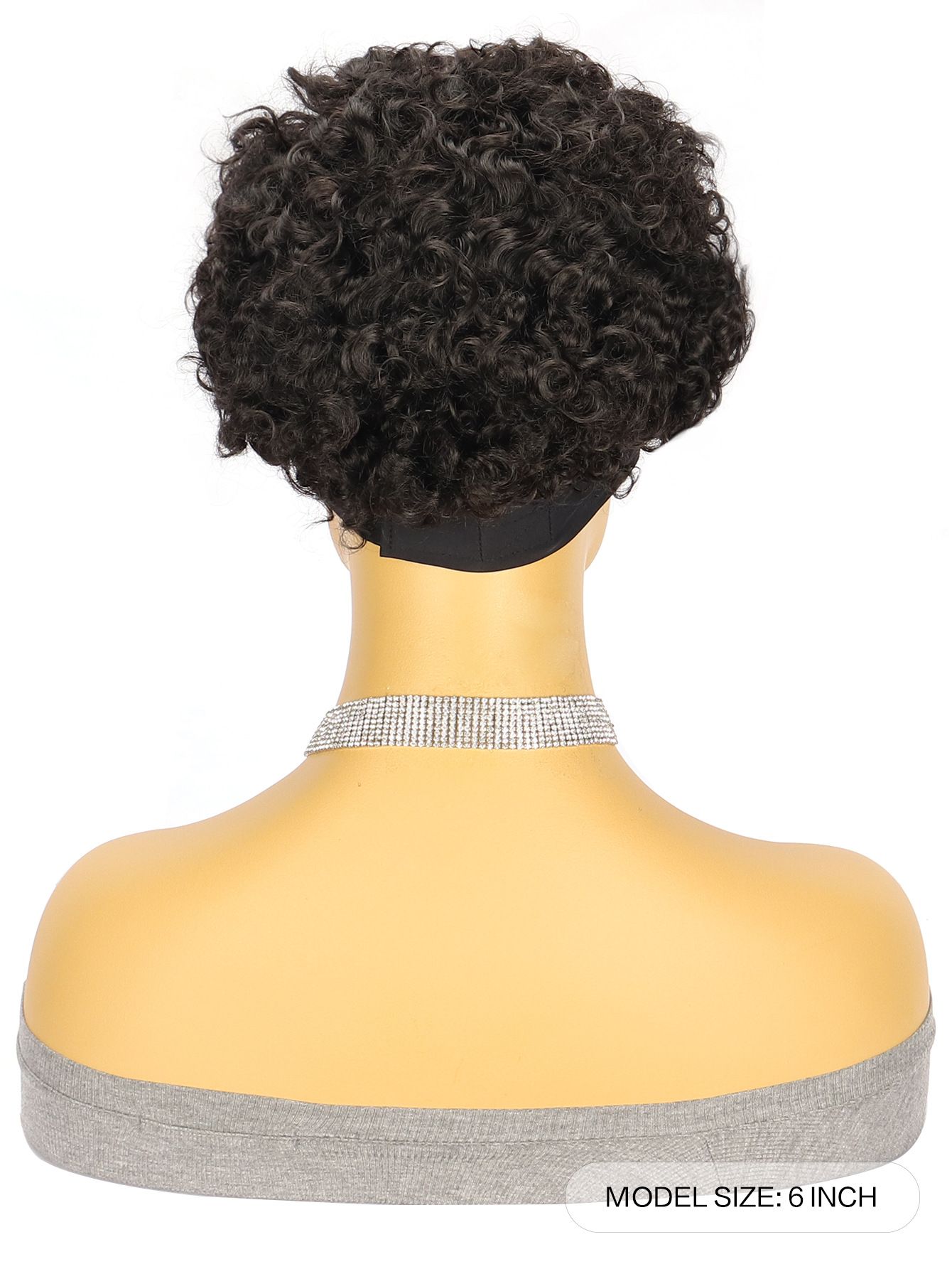 Headband Wig Human Hair Wigs for Black Women Pixie Cut Wig Put on and Go Glueless Wig Short Curly Headband Wigs 150% Density Natural Black 6 Inch