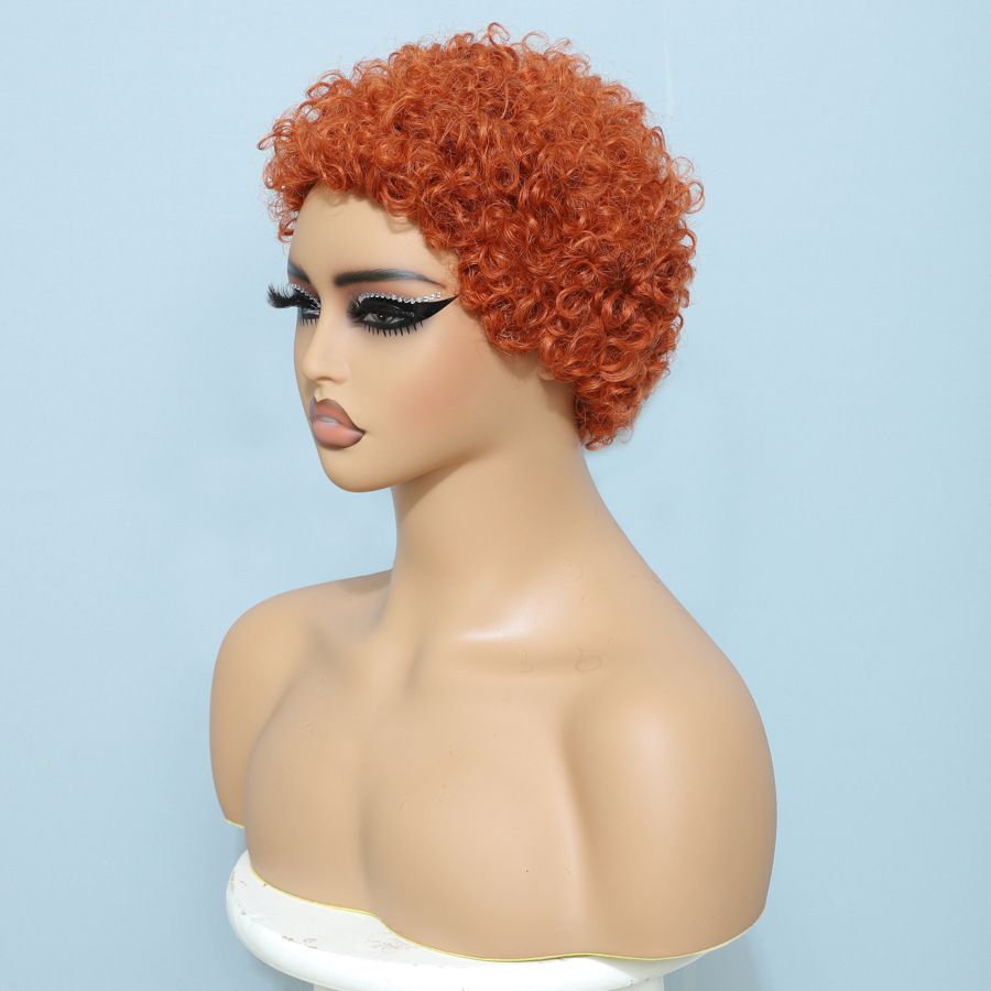 Afro Women Short Kinky Curly Haircuts Wig Synthetic Pixie Wigs for Black African Women Daily Wear Party Short Jerry Curl Hair Wig Natural Colour