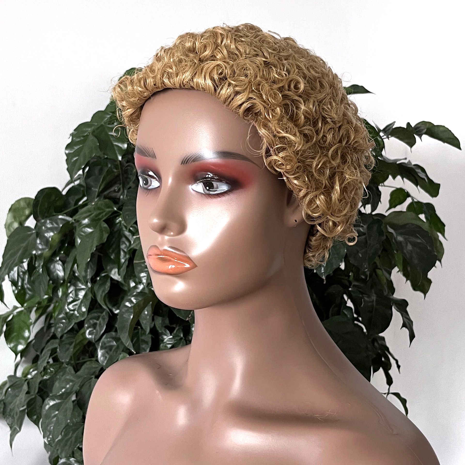 Afro Women Short Kinky Curly Haircuts Wig Synthetic Pixie Wigs for Black African Women Daily Wear Party Short Jerry Curl Hair Wig Natural Colour