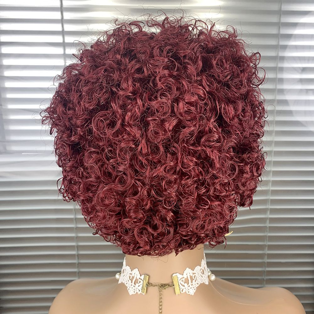 Afro Women Short Kinky Curly Haircuts Wig Synthetic Pixie Wigs for Black African Women Daily Wear Party Short Jerry Curl Hair Wig Natural Colour