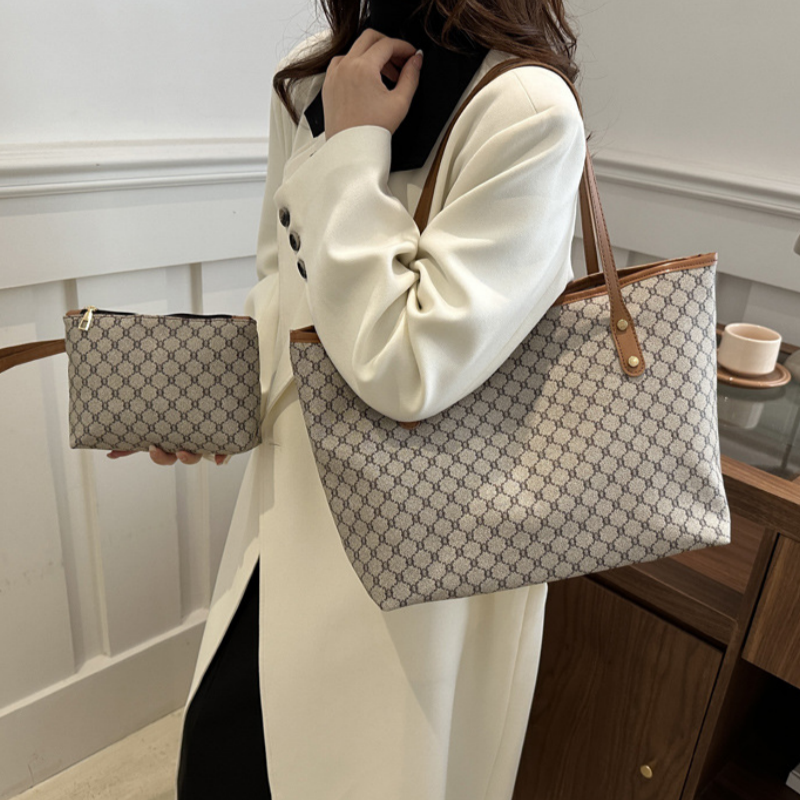 Advanced texture bag, women's new two-piece set, large capacity tote bag, stylish versatile crossbody shoulder bag