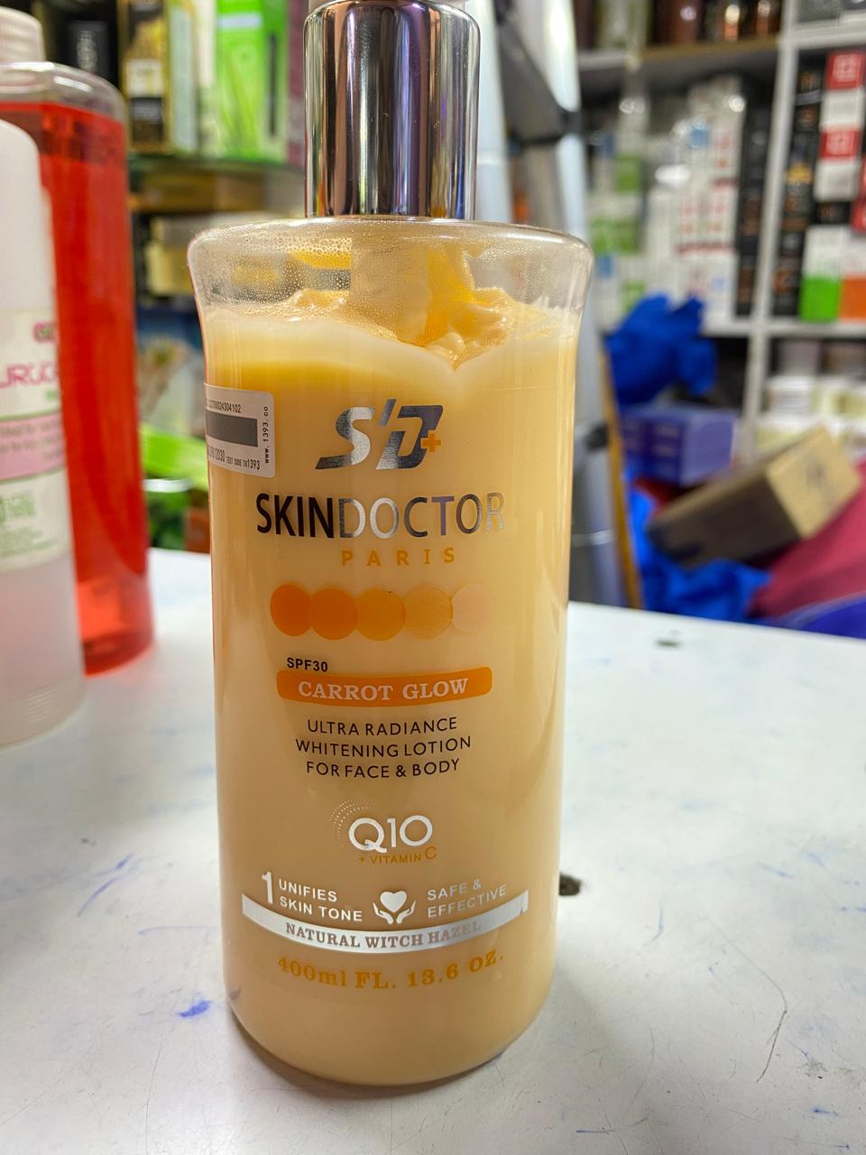 SKINDOCTOR PARIS CARROT GLOW ULTRA RADIANCE WHITENING LOTION FOR FACE AND BODY 400ML